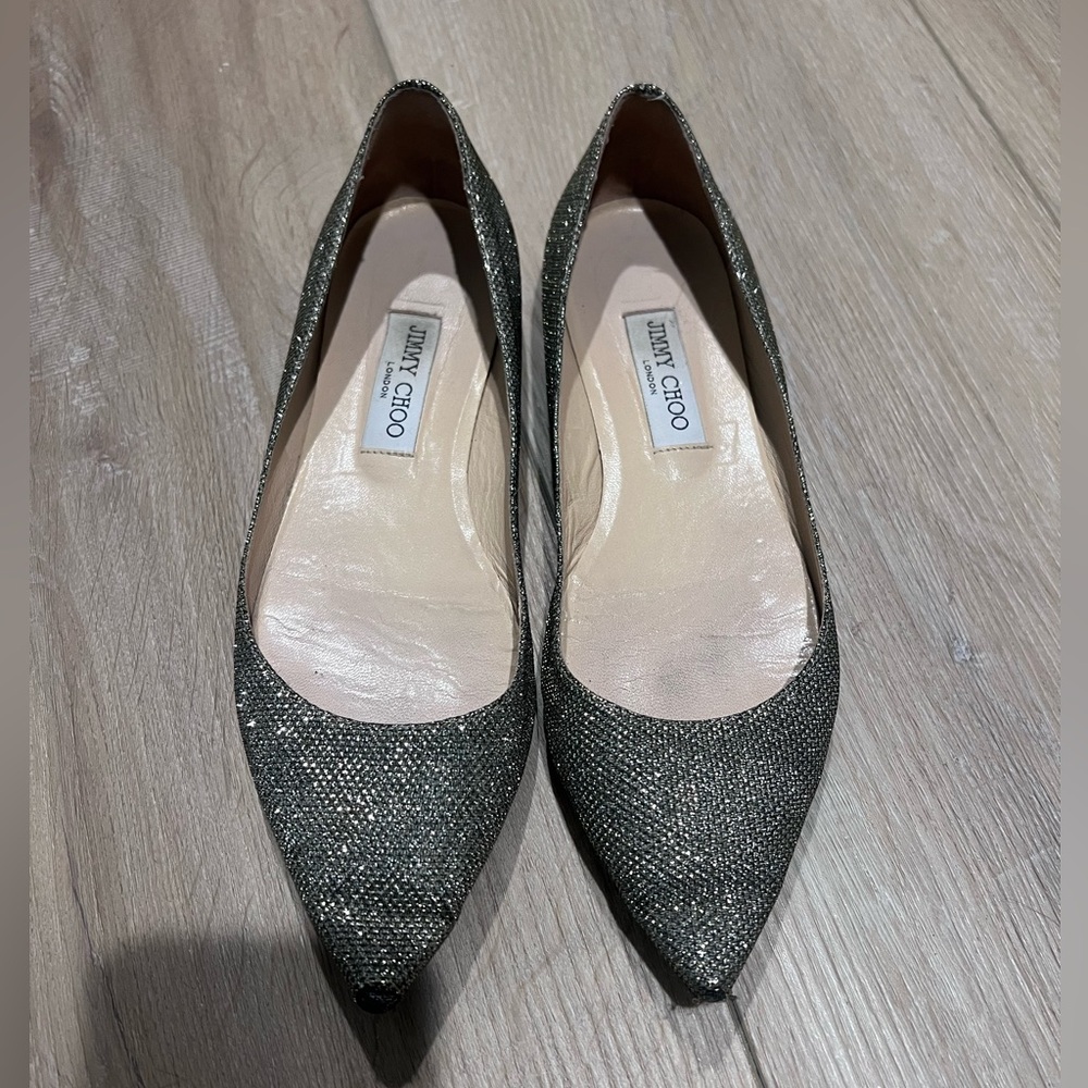 Jimmy Choo Glitter Romy Flats
